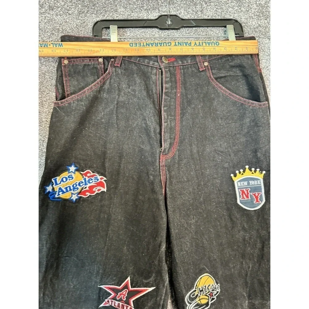 Vtg Platinum Nova Baggy Wide Y2K Jeans Mens 36X32 All Stars Fubu Patches Hiphip